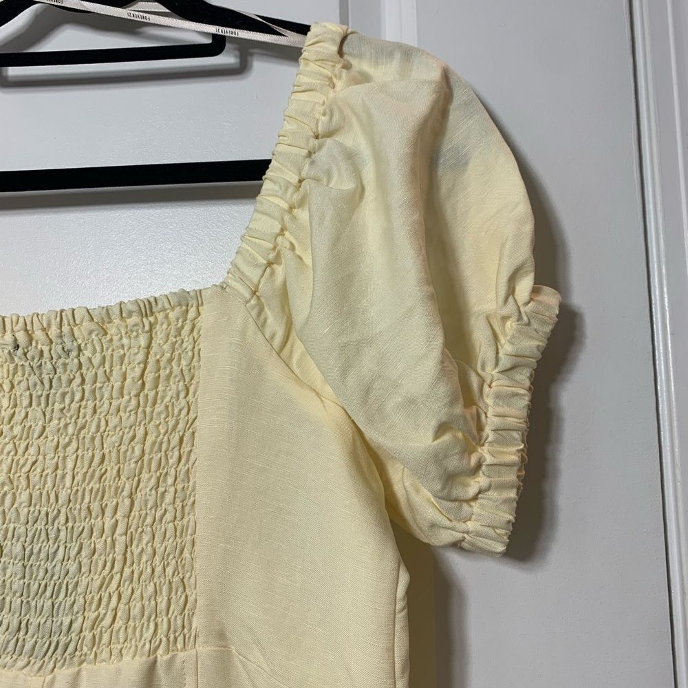 NWT Forever 21 Yellow Button Down Short Sleeved Midi Dress with slit size M - Picture 15 of 16